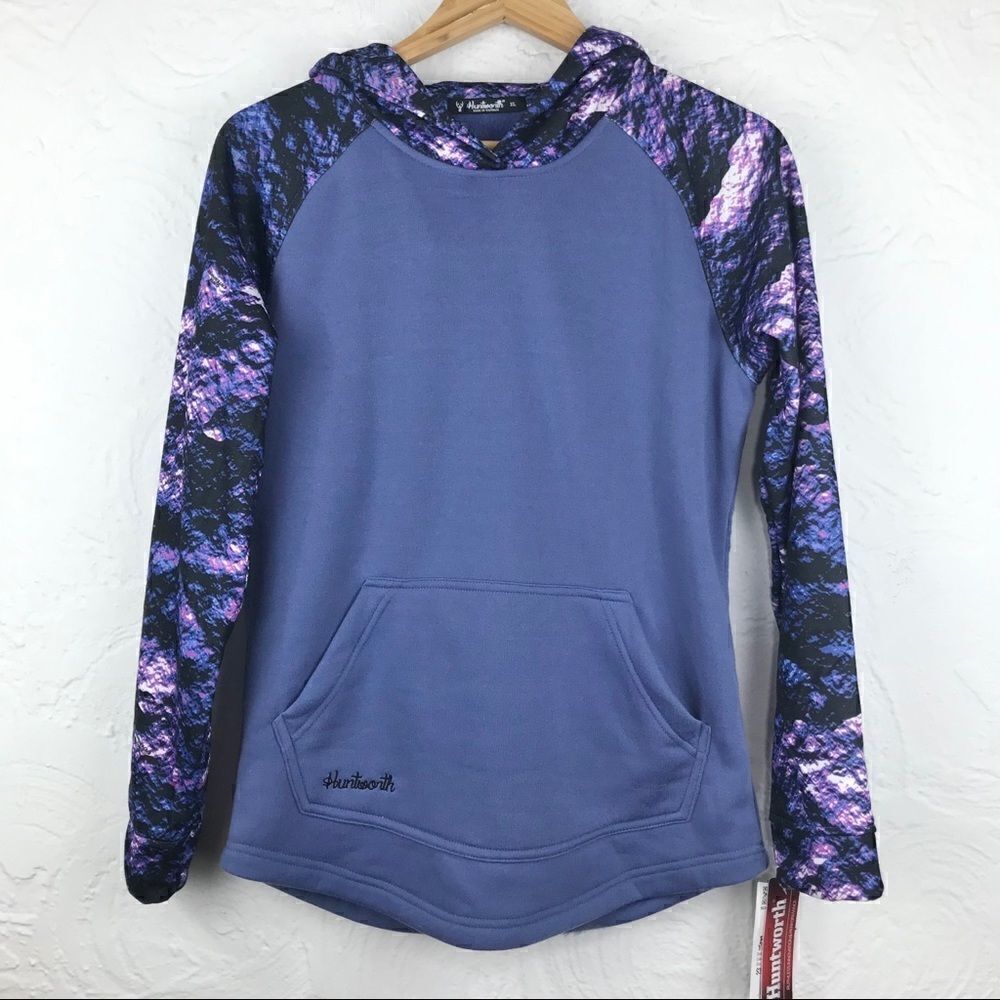 Huntworth Purple Camo Contrast Performance Hoodie NEW